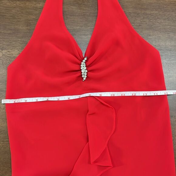 Vintage Bardelli Beverly Hills Red Halter Evening Gown M Made in USA Glamour - Picture 9 of 13